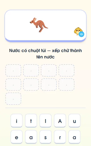 Màn «Xếp chữ thành từ, thành câu» trong bài 2 Tiếng Anh lớp 4