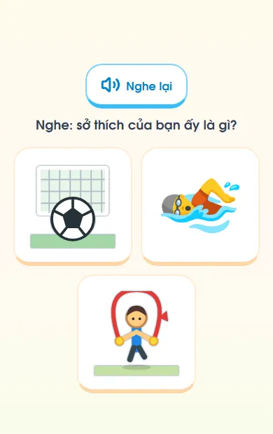 Màn «Nghe và chọn tranh» trong bài 1 Tiếng Anh lớp 4