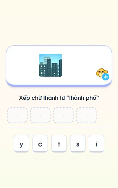 Màn «Xếp chữ thành từ, thành câu» trong bài 2 Tiếng Anh lớp 5